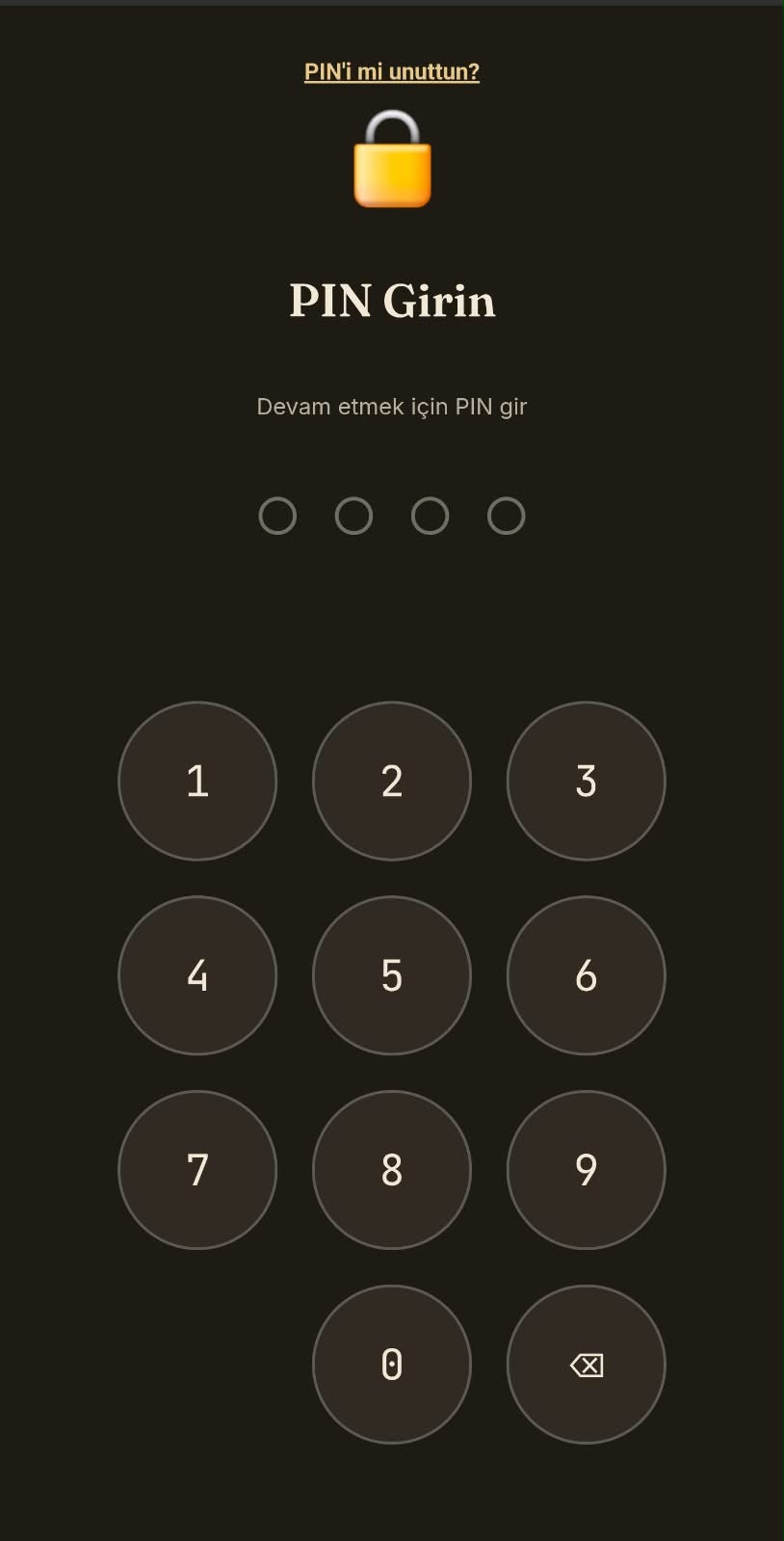 PIN kilit ekranı, açık tema
